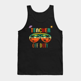 Teacher Off Duty- Retro Vintage Sunglasses Beach vacation sun Tank Top